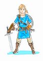 Concept art of Link with a Traveler's Shield from Breath of the Wild