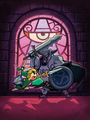 Link fighting the Black Knight in Dark Hyrule Castle