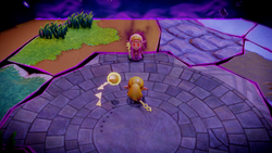 A screenshot of Tekom emerging from a burst of Light. They appear identical to Princess Zelda, though their eyes are red.