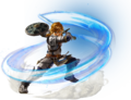 Artwork of Link performing a Spin Attack from Hyrule Warriors: Age of Calamity