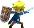Toon Link wielding the Shield of Antiquity from Hyrule Warriors: Definitive Edition
