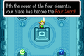 The former Picori Blade after being transformed into the Four Sword from The Minish Cap