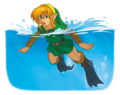 Artwork of Link swimming with the Zora's Flippers from A Link to the Past & Four Swords