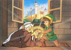 Le signe de la Triforce apparaît sur la main de Link.