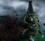 Xanto utilise un masque de Xanto géant