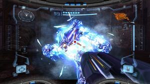 The Ice Beam is capable of freezing enemies solid