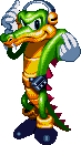 In Knuckles' absence, Vector often acts as the leader of the Chaotix. Vector and Espio are the only reptilian characters in the Sonic universe.