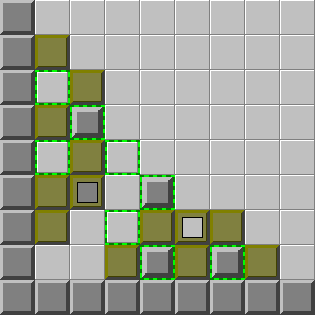 Cityblock, southwest section. Wall under block is closed toggle, floor under block is