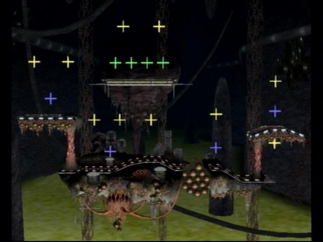 Spawn points: Item (yellow), character start (blue), character respawn(green)
