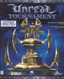 Box artwork for Unreal Tournament.