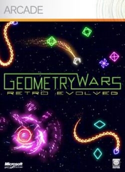 Box artwork for Geometry Wars: Retro Evolved.