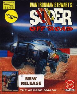Box artwork for Ivan 'Ironman' Stewart's Super Off Road.