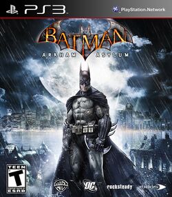 Box artwork for Batman: Arkham Asylum.