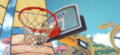 A view of the basket hoop.