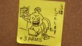 Biff’s rushing to finish his work so he can enjoy the season’s events! (Sticky note: “I will do three times the work.”)