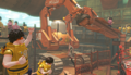 A view of the fans and heavy machinery.