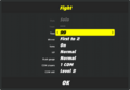 Fight settings menu.