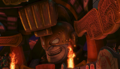 The Max Brass statue in Sky Arena night.