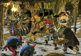 Crono, Robo, and Frog trek through - you guessed it! - a tunnel.
