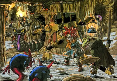 Crono, Robo, and Frog trek through - you guessed it! - a tunnel.