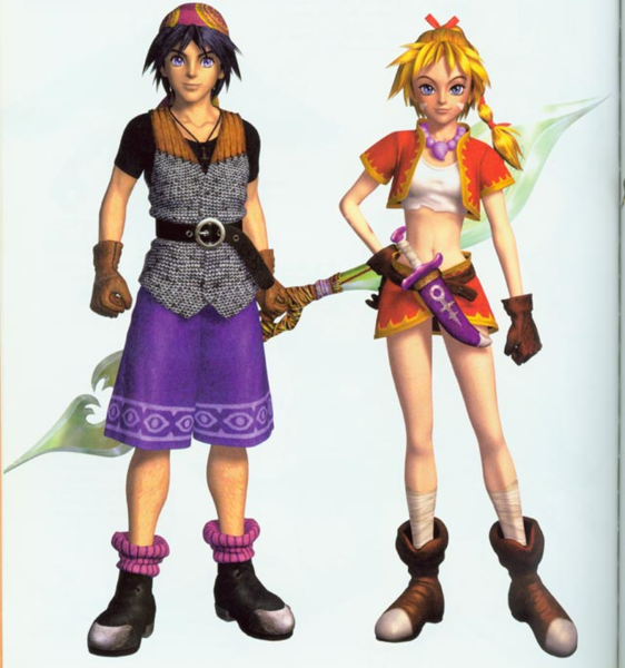 File:Chrono Cross Missing Piece Serge and Kid CG Art.png