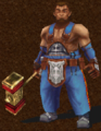 Zappa as he appears in game, holding his starting weapon, the Great Hammer.