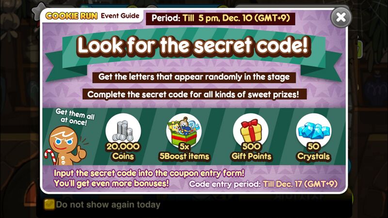 Look for the secret code! (December 2014 event) - Cookie Run Wiki