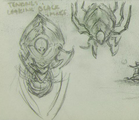 Sketch of a creature with an early Dreamer mask