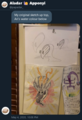 Original sketch of Gorb, with Ari Gibson's watercolor underneath.