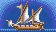 Small ship with 2 masts and 3-point sails