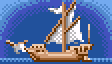 Medium ship with 1 mast and 3-point sails