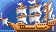 Large ship with 2 masts and 4-point sails