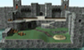 Castle 1 - The inner courtyard of Zauber's castle. The layout is filled with various terrain and platforms.