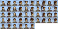Available female hair parts, styles 1 through 23