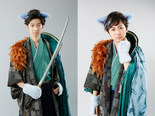 Butai Nobunyaga no Yabou Neko Gungi 2nd Stage Production. From left to right: Ryouichirou Anbe, Souichirou Takaki.