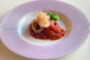 Red Snapper Poiret with Red Walnut in Étuver Tomato Sauce (真鯛のポワレ 紅くるりのエチュベトマトソース) ¥2,600