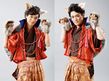 Butai Nobunyaga no Yabou Neko Gungi 2nd Stage Production. From left to right: Yuhei Sagawa, Nobu.