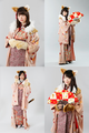 Butai Nobunyaga no Yabou Neko Gungi 2nd Stage Production. First row: Miria Agata, Anna Akanuma. Second row: Rin Okumura, Miyu Suenaga.