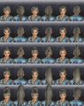 Available female hair parts, styles 31 through 45