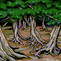 Forest - An area dominated by multiple trees. Will disappear if chopped repeatedly. Difficult to move into during battles.