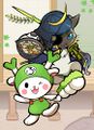 Winning mascot collaboration artwork: Date Masiamune and Fukka-chan