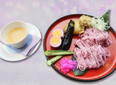 Bright Purple, Colorful Somen Noodles (パープル鮮やかな、れに色そーめんの担々麺仕立て)