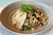 Low-Heated Chicken Fillet Pasta Flavored with Yuzu Pepper Paste (低温調理した鶏ムネ肉のパスタゆず胡椒風味) ¥2,200