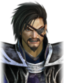 Angry facial expression with eyepatch