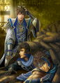 Shin Sangoku Musou Apuri portrait with Man Chong and Li Dian