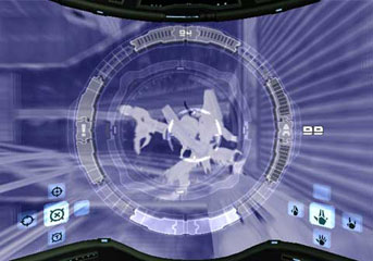 The X-Ray Visor in use in Metroid Prime.