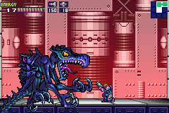 A menacing Ridley-X attacking Samus
