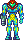 A frontal sprite of Samus in the Fusion Suit