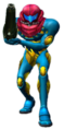 A 3D model of Samus in her Fusion Suit in Metroid Prime