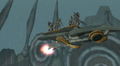 Four Space Pirates ambushing Samus aboard a Pirate Skiff